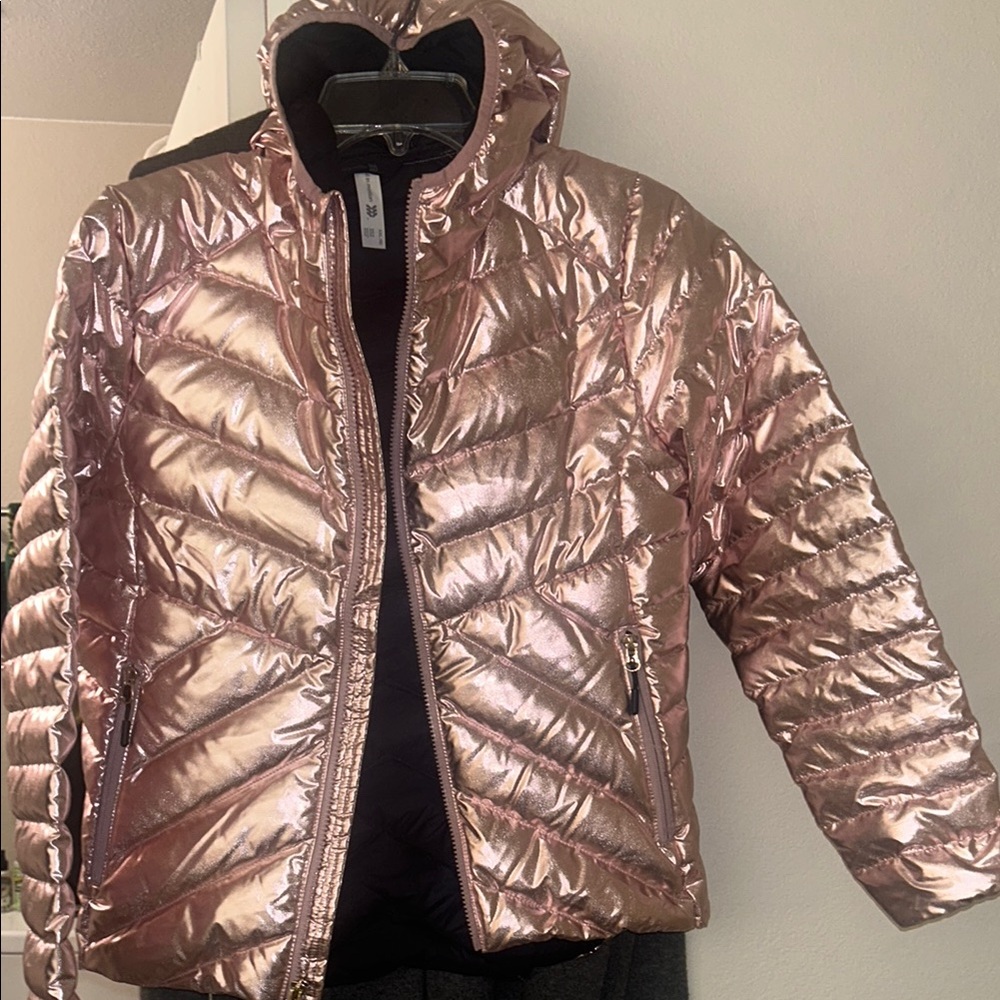Metallic Pink Puffer Jacket - Picture 3 of 11